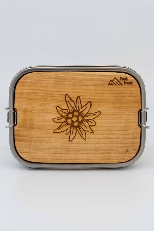 "Pazzi per la felicità in vetta" Lunch box in faggio